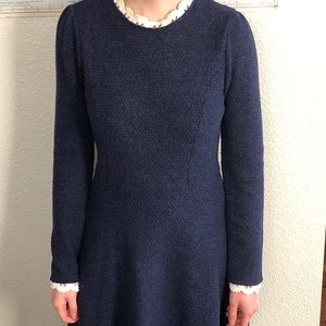 Yesstyle Flattering Navy Blue Dress Lace Details